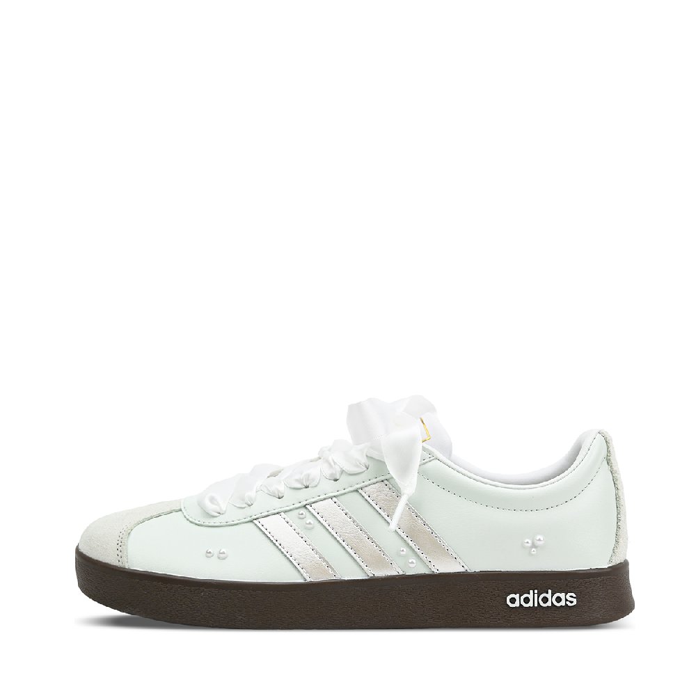 Adidas Vl Court Classic Abrasion Resistant Low Top Skateboard Shoes Unisex Green Silver