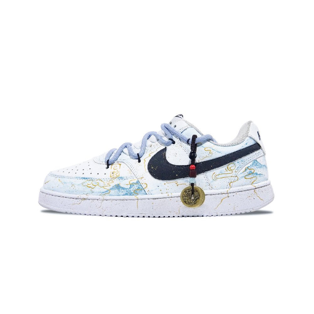 Nike Court Vision 1 Slip-Resistant Low-Top Skateboard Shoes Unisex Light Blue