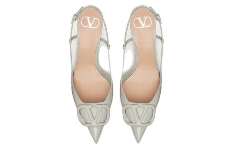 Valentino VLogo Signature Slim Heel High Heels 8cm Women's Gray