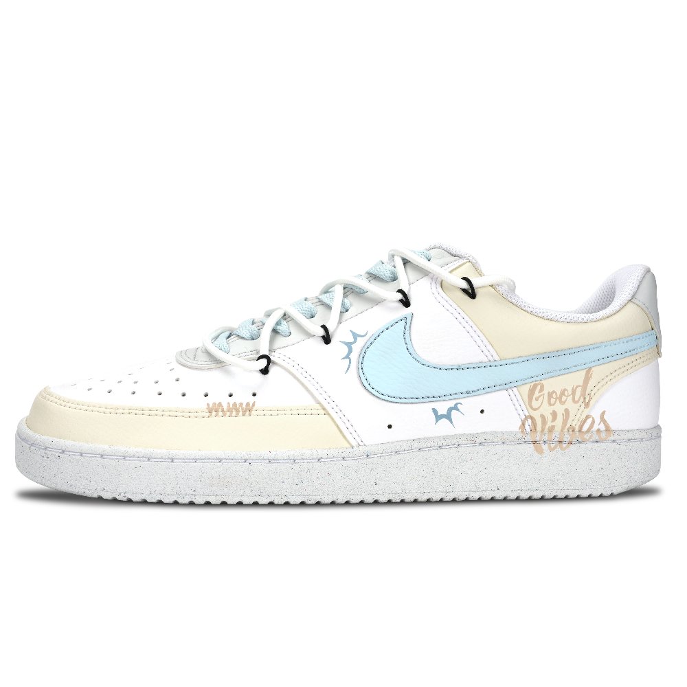 Nike Court Vision 1 Explosion Message Abrasion Resistant Low Top Skateboard Shoes Unisex Beige