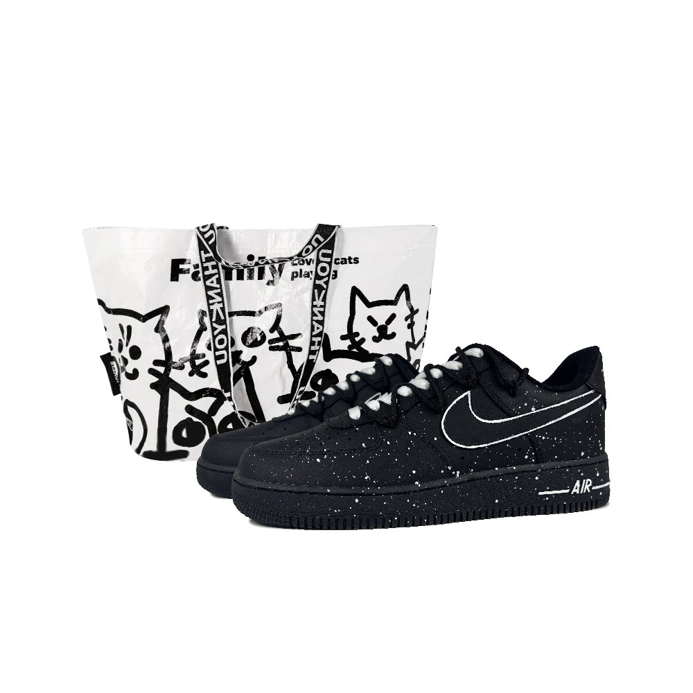 Nike Air Force 1 Anti Slip Wear Resistant Low Top Skateboard Shoes Unisex Black