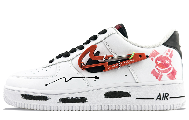 Nike Air Force 1 Low Low-Top Skateboard Shoes Men's Black White Red