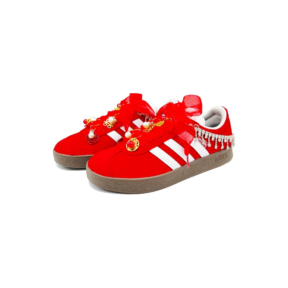 Adidas Neo VL Court 2.0 YIMING Manufacturing For Love Slip-Resistant Balance Low-Top Skateboard Shoes Unisex Red White