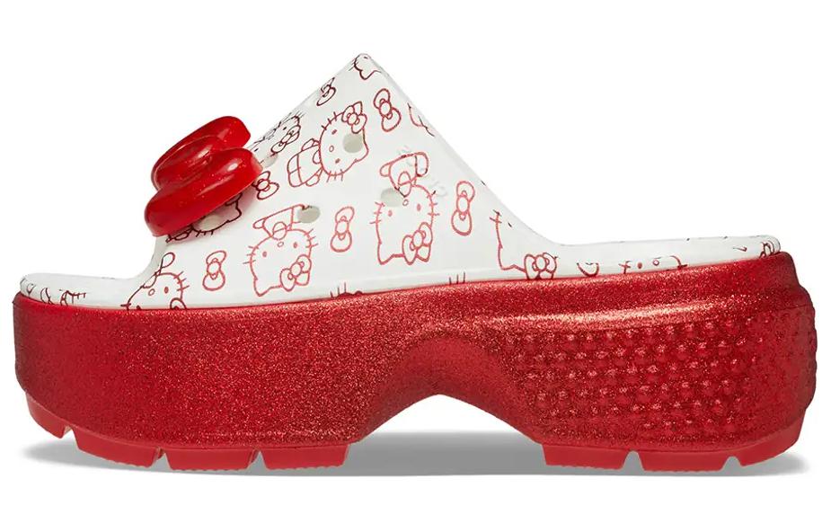Crocs Stomp Slide Hello Kitty 50th Anniversary Red Glitter Women's