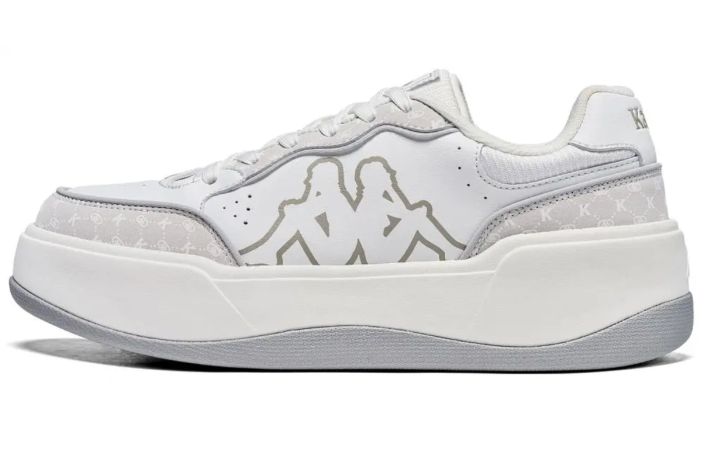 Kappa Anti-Slip Wear-Resistant Low-Top Skateboard Shoes Unisex White Gray