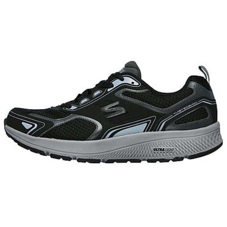 Skechers Cushioning Wear-Resistant Low-Top Training Running Shoes Men's Black Gray