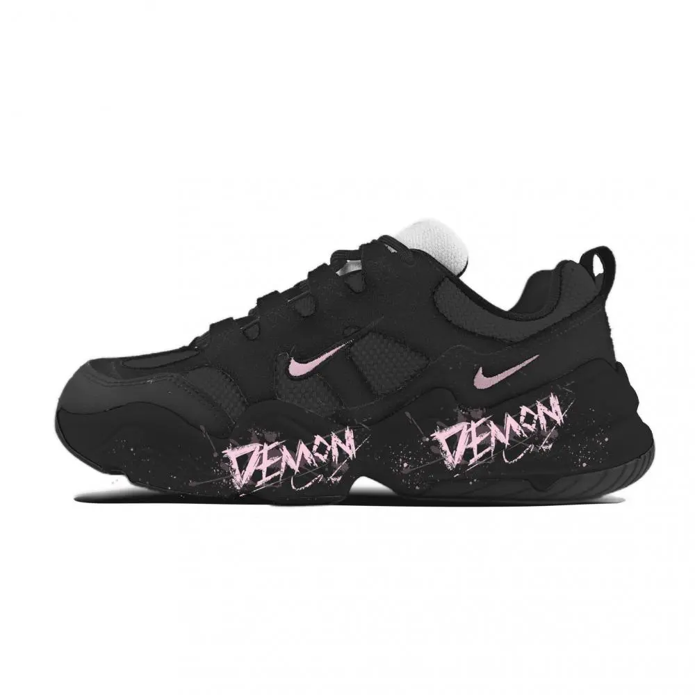 Nike Tech Hera Pink Ink Graffiti Cushioning Abrasion Resistant Lightweight Low top Casual Shoes Unisex Black