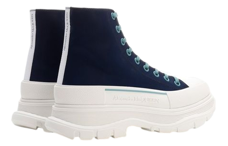 Alexander McQueen Tread Slick Lace Up Boot Blue White