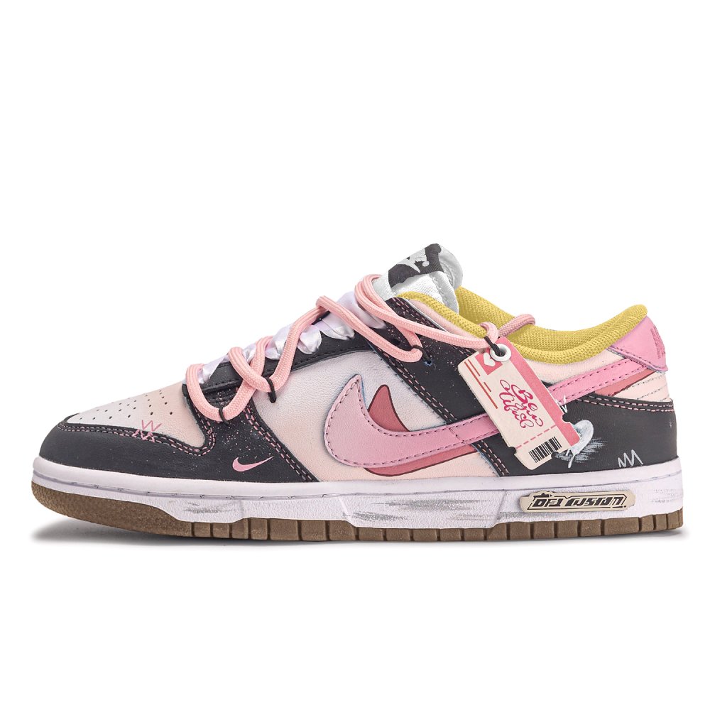 Nike Dunk ADCDAVINCI Custom Heartbeat Entry Ticket Anti Slip Wear Resistant Low Top Skateboard Shoes Unisex Black Pink