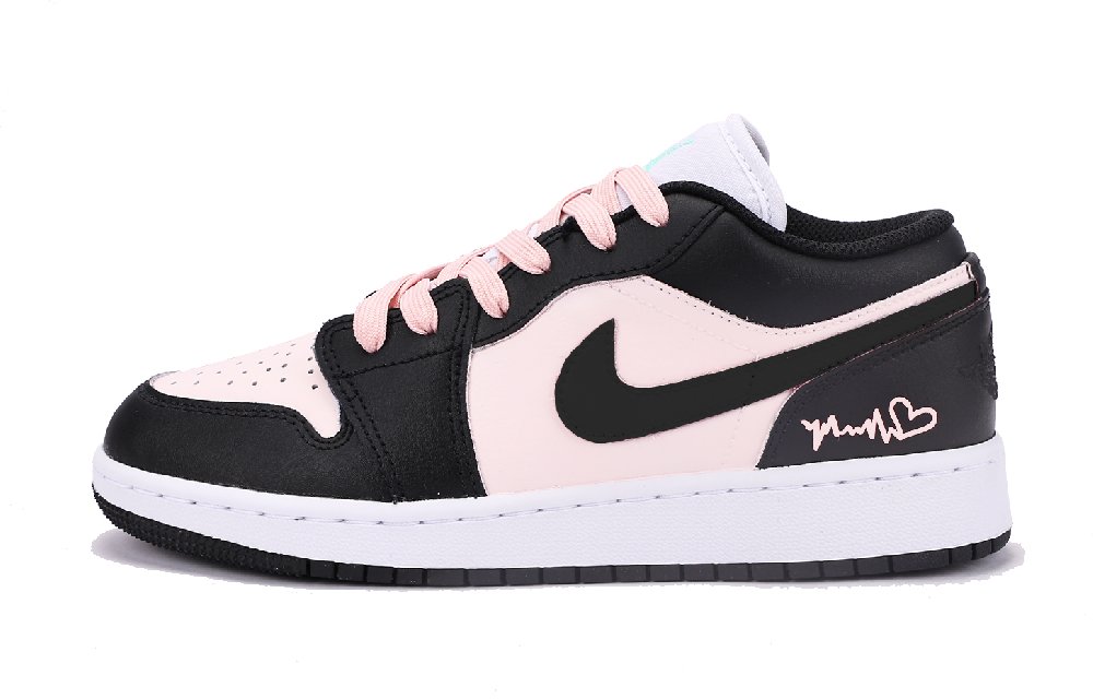 Jordan Air Jordan 1 Anti-Slip Wear-Resistant Low-Top Vintage Basketball Shoes GS Black Pink