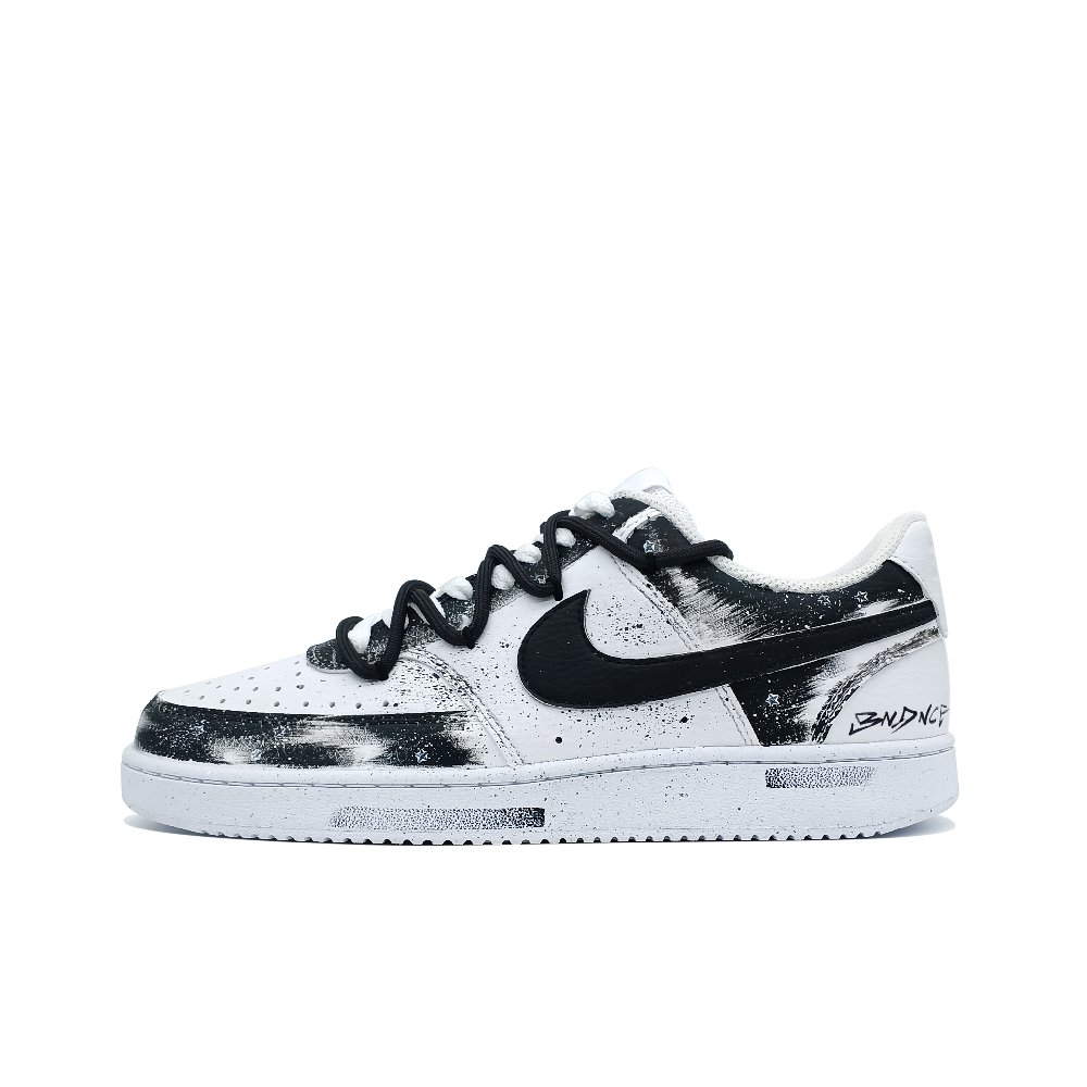 Nike Court Vision 1 Low Top Skateboard Shoes Men's Black White