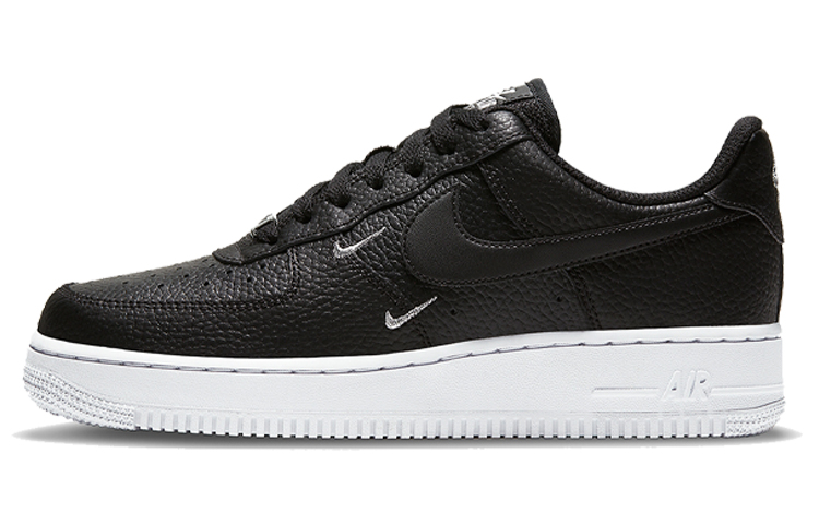 Nike Air Force 1 Low '07 Essential Black White Silver Mini Swoosh Women's