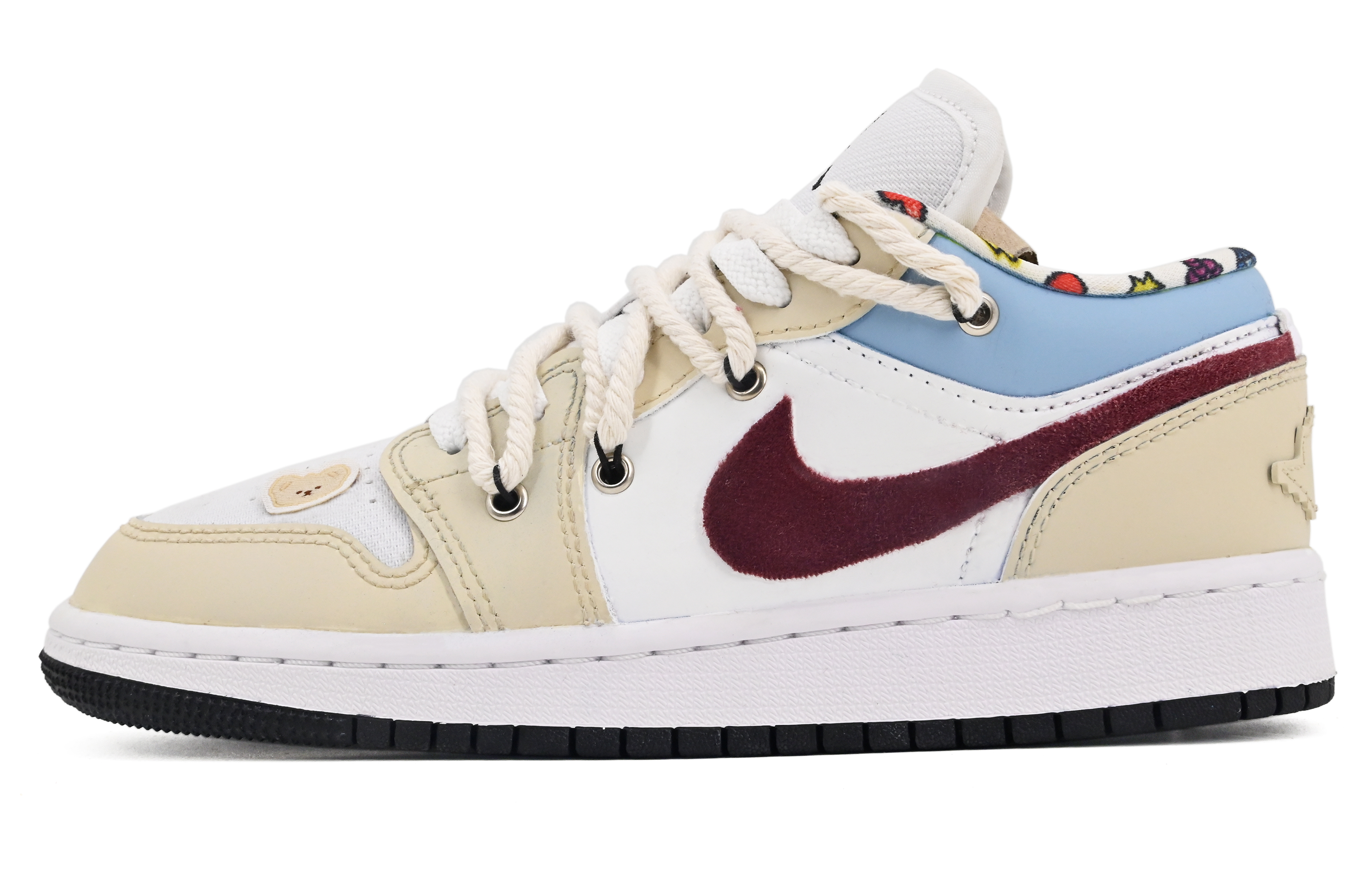 Jordan Air Jordan 1 Cushioning Anti-Slip And Wear-Resistant Low-Top Vintage Basketball Shoes GS Ecru