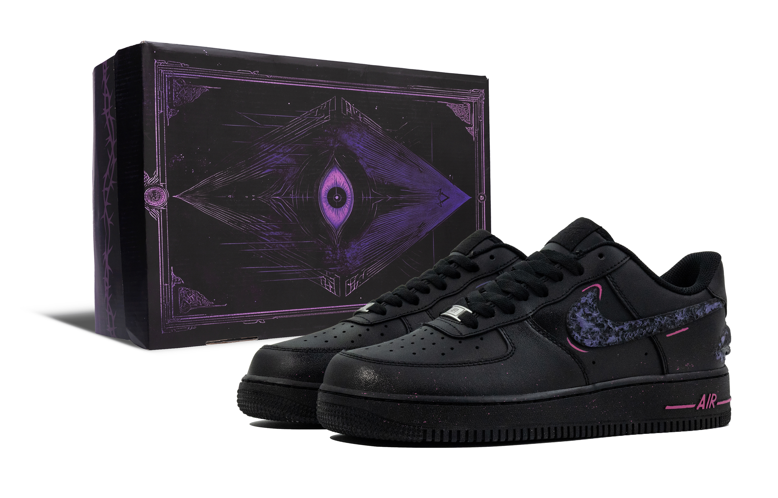 Nike Air Force 1 Abrasion Resistant Low Top Skateboard Shoes Unisex Black Purple