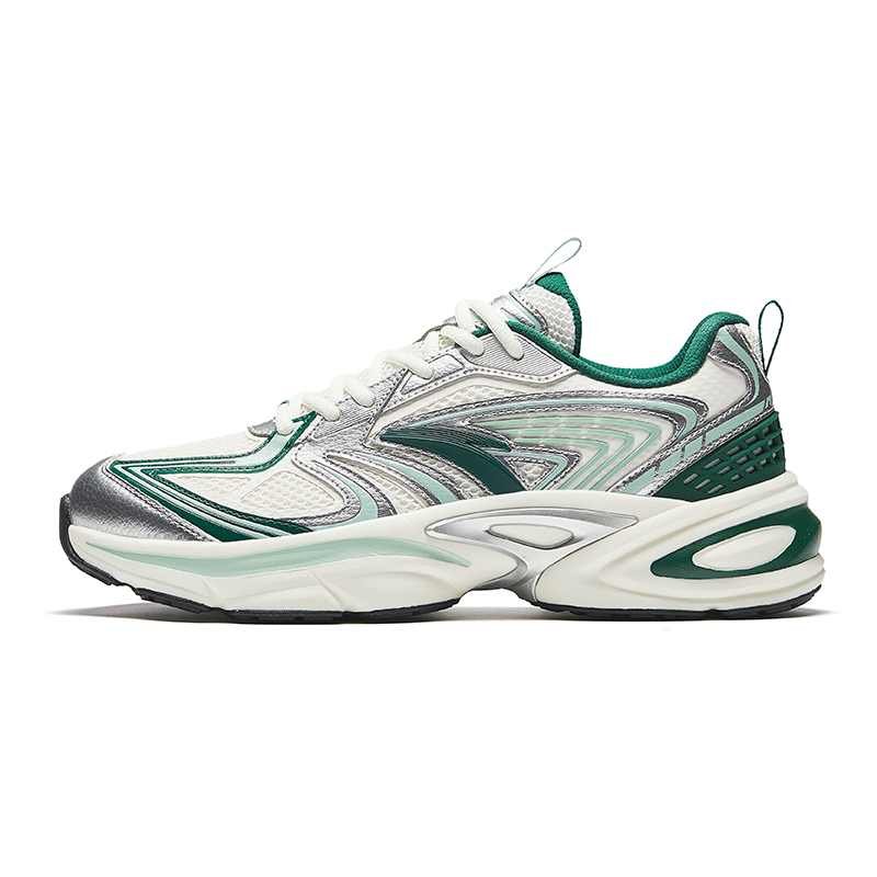 Anta Life Collection Cushioning Wear-Resistant Low-Top Casual Shoes Men's Silver White Green