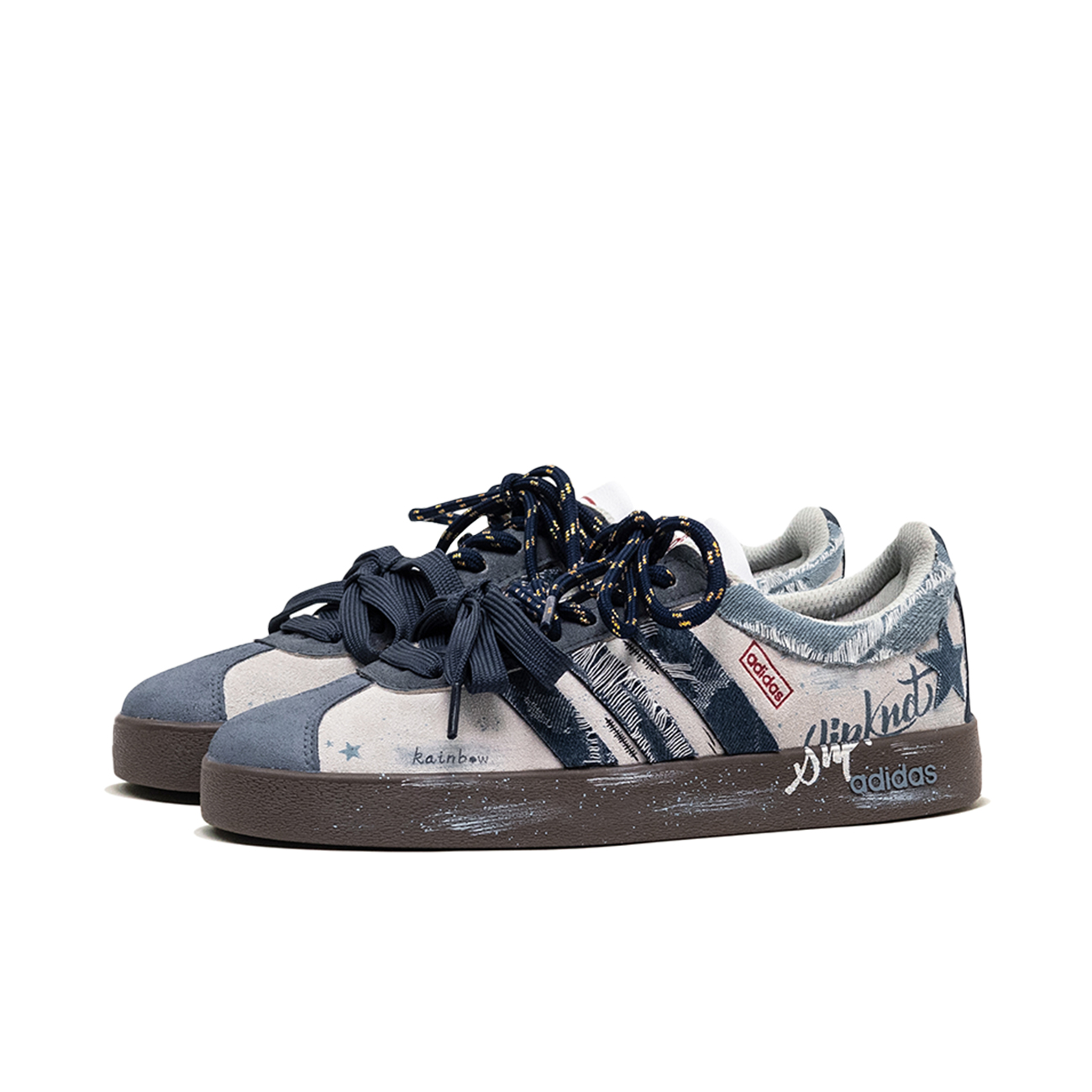 Adidas VL COURT 2.0 ADCDAVINCI Star Tide Shock Absorbers Low Top Skateboard Shoes Unisex Blue Gray купить в интернет-магазине Yoocart с быстрой доставкой по России.