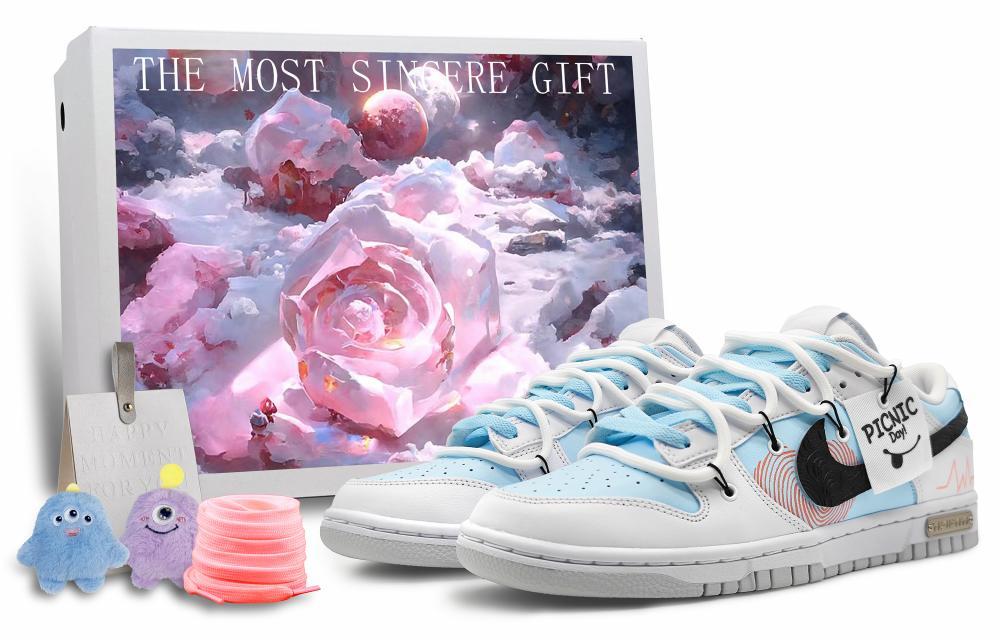 Nike Dunk Low-Top Skateboard Shoes GS Blue Gray