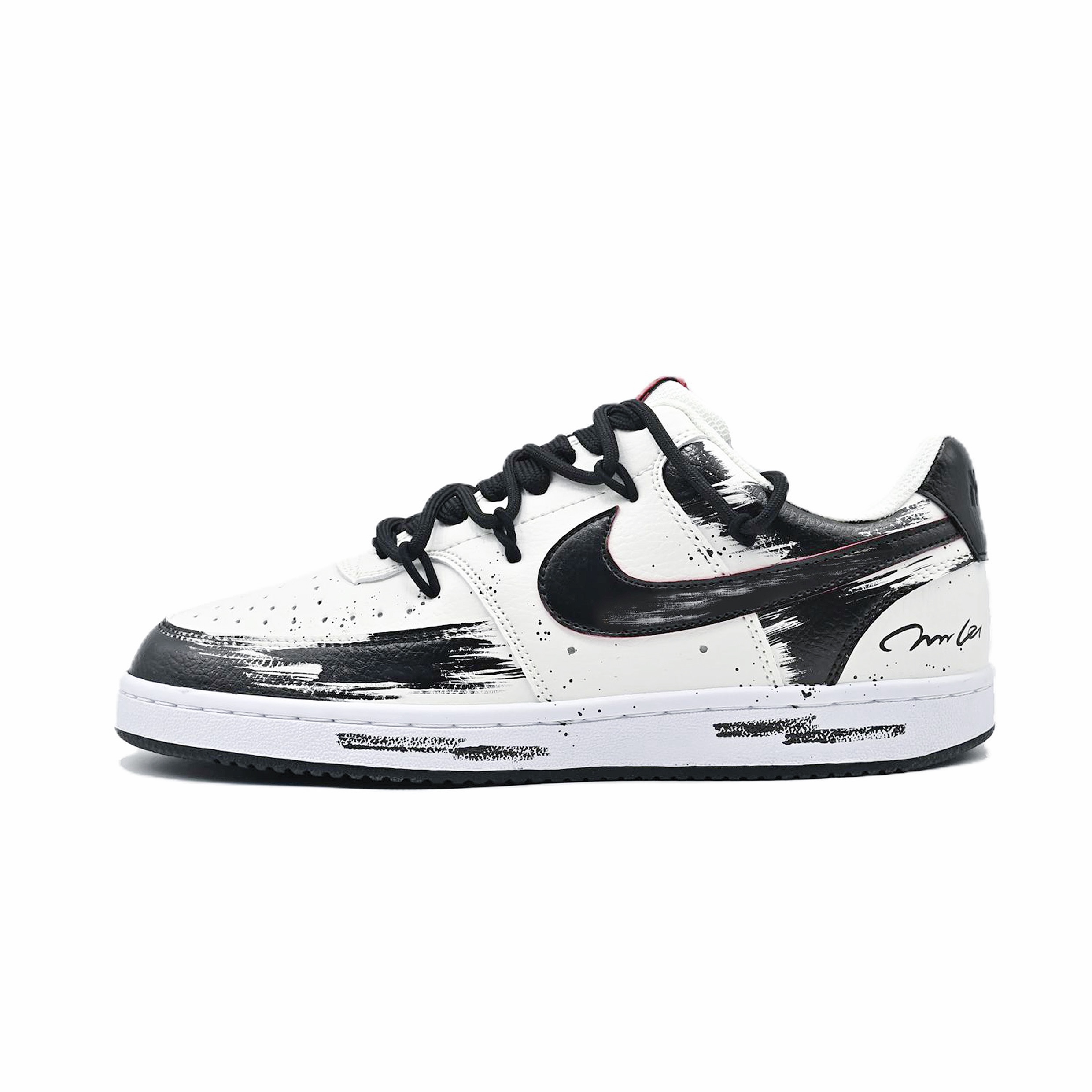 Nike Court Vision 1 Whisper Castle Abrasion Resistant Low top Skateboard Shoes Men's Black White