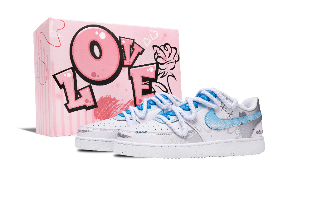 Nike Court Vision 1 Zhenzhen Box Anti Slip Wear Resistant Low Top Skateboard Shoes Men's Light Blue