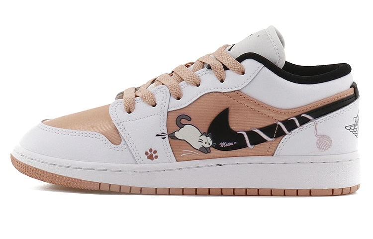 Jordan Air Jordan 1 Low Mid-Top Vintage Basketball Shoes GS Pink Black