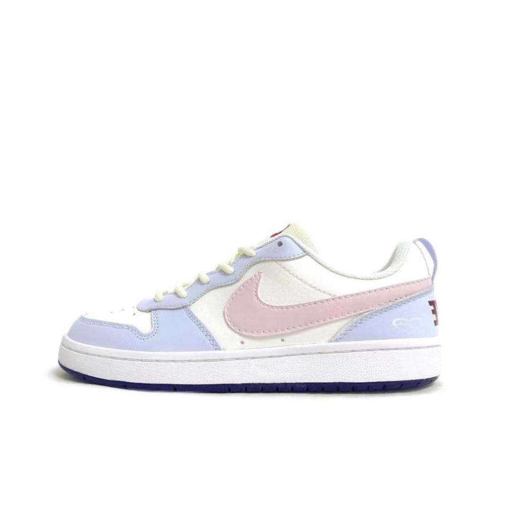 Nike Court Borough Chao Shui Manufacturing Lightweight And Breathable Low-Top Skateboard Shoes GS Blue Pink