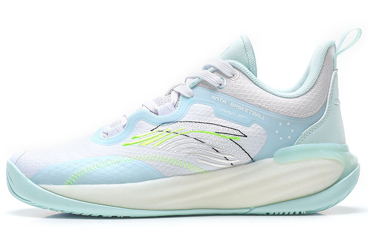 Anta Cushioning Anti-Slip And Wear-Resistant Low-Top Basketball Shoes Men's White Green Gray