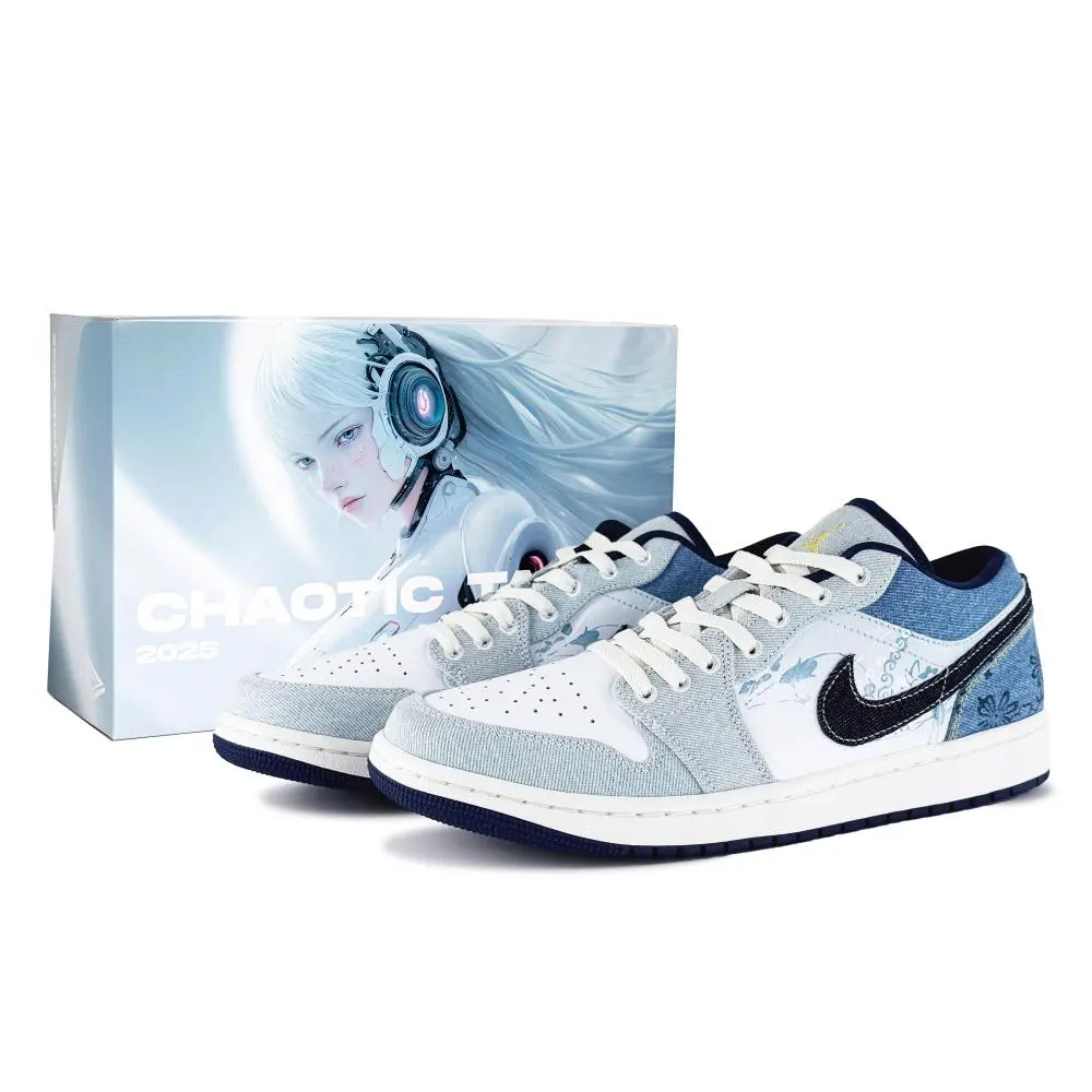 Jordan Air Jordan 1 Cushioning Support Low top Vintage Basketball Shoes Men's Denim Blue