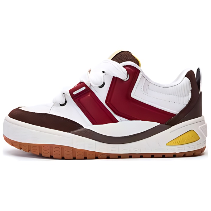 Kappa Anti Slip Wear Resistant Low Top Skateboard Shoes Unisex White Brown Red