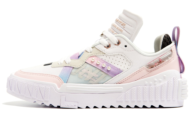 LiNing 001 Unblock Anti-Slip Wear-Resistant Low-Top Skateboard Shoes Women's Cherry Blossom Pink