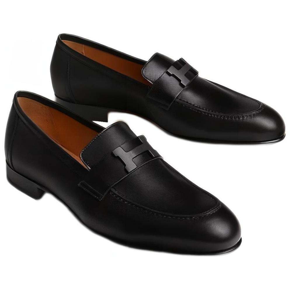 HERMES Paris Loafers Men's Black