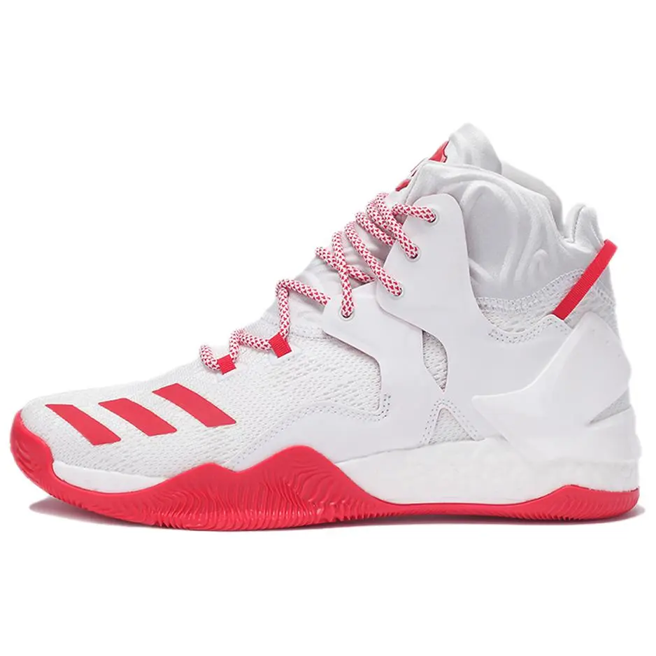 Adidas D Rose 7 High top Basketball Shoes Men's White Red