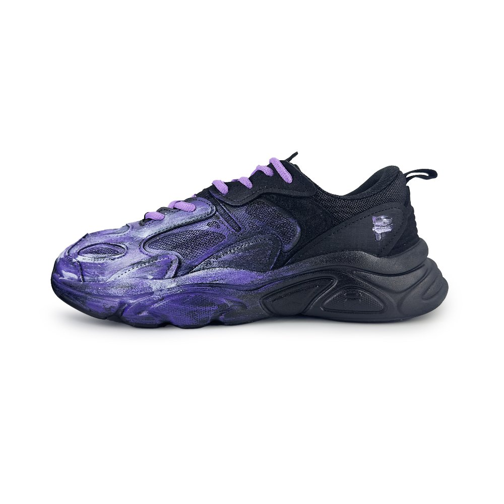 FILA Mars 2 Purple Graffiti Height Increasing Low Top Casual Shoes Unisex Black Purple