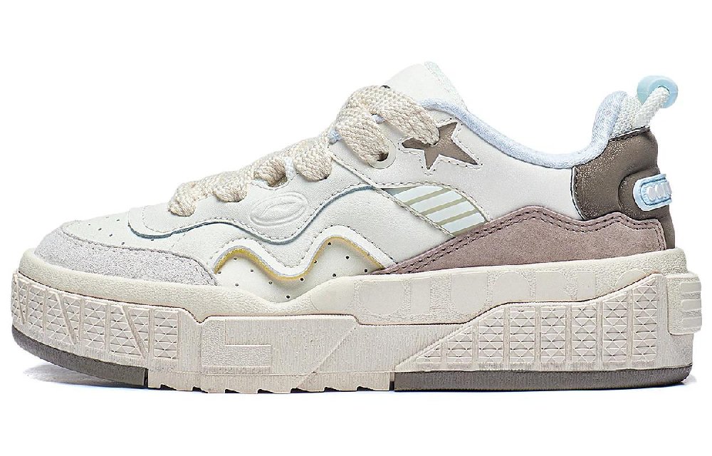 LiNing 001 UNBLOCK Cushioning, Wear Resistant Low Top Casual Shoes Women's Beige White Brown