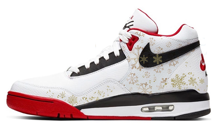 Nike Flight Legacy Romantic Snow Scene Sweet Style Snowflake Sugar Low-Top Vintage Basketball Shoes Men's Red White