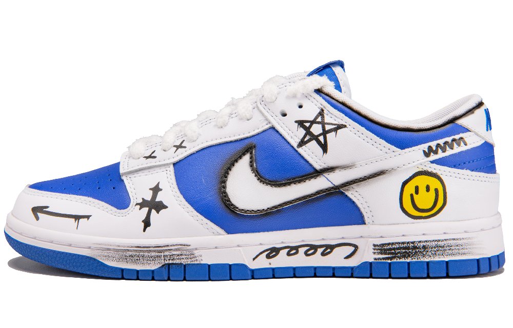 Nike Dunk Wear-Resistant Low-Top Skateboard Shoes Men's White Blue