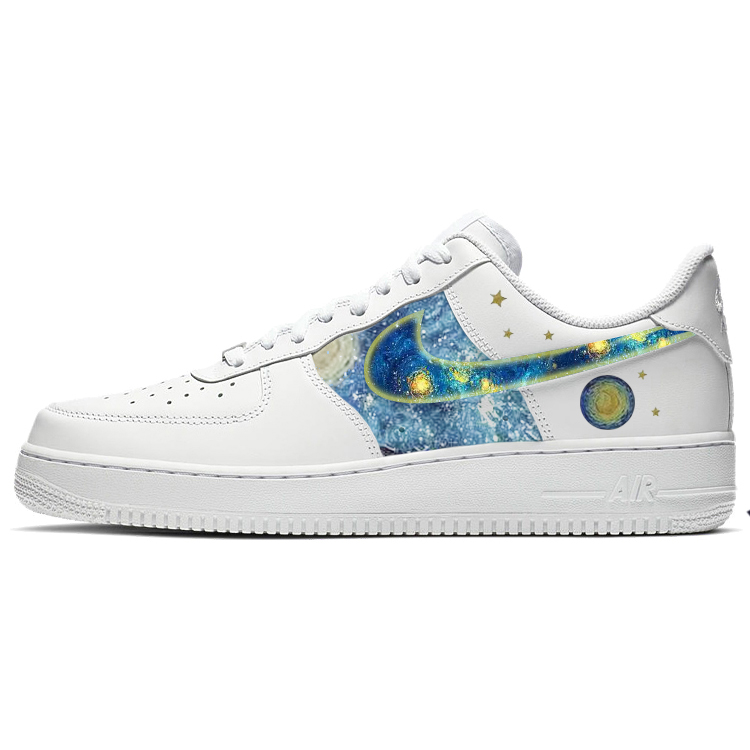 Nike Air Force 1 Slip-Resistant Cushioning Low-Top Skateboard Shoes Women's White Blue