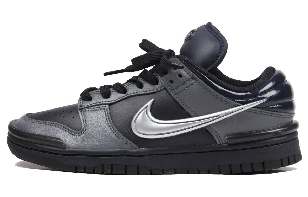 Nike Dunk Non-slip Lightweight Low-Top Skateboard Shoes Women's Black Blue Silver