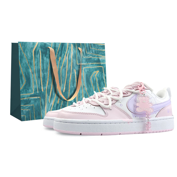 Nike Court Borough Wear-resistant And Lightweight Low-Top Skateboard Shoes GS Pink White