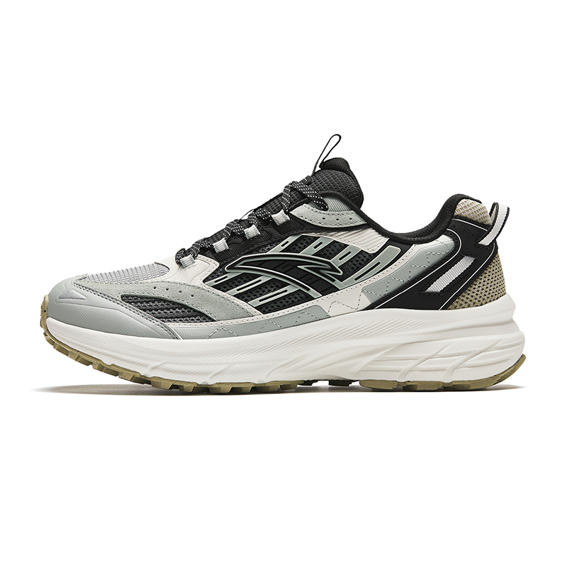 Anta Cushioned Slip-Resistant Abrasion-Resistant Low-Top Running Shoes Men's Gray Green Black