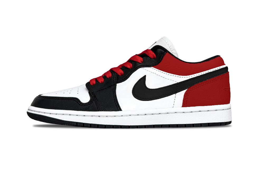 Jordan Air Jordan 1 Black Swan Support Balance Low Top Vintage Basketball Shoes Unisex Sand Dune Red