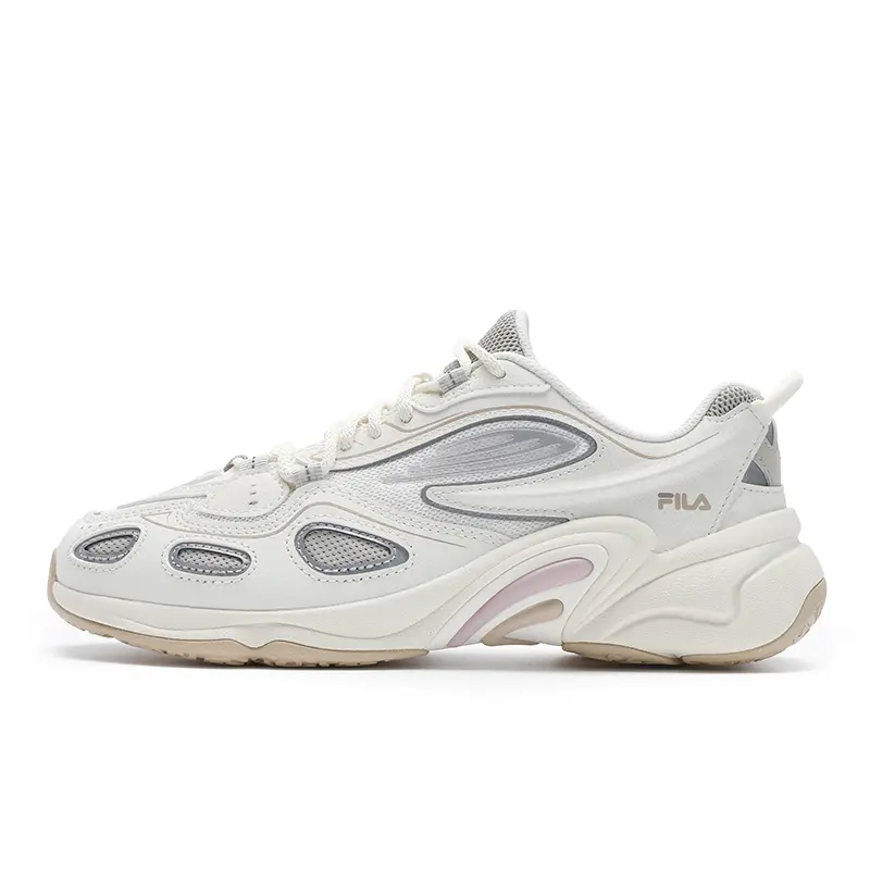 FILA Low top Running Shoes Women's Milk White With Silver Stitching