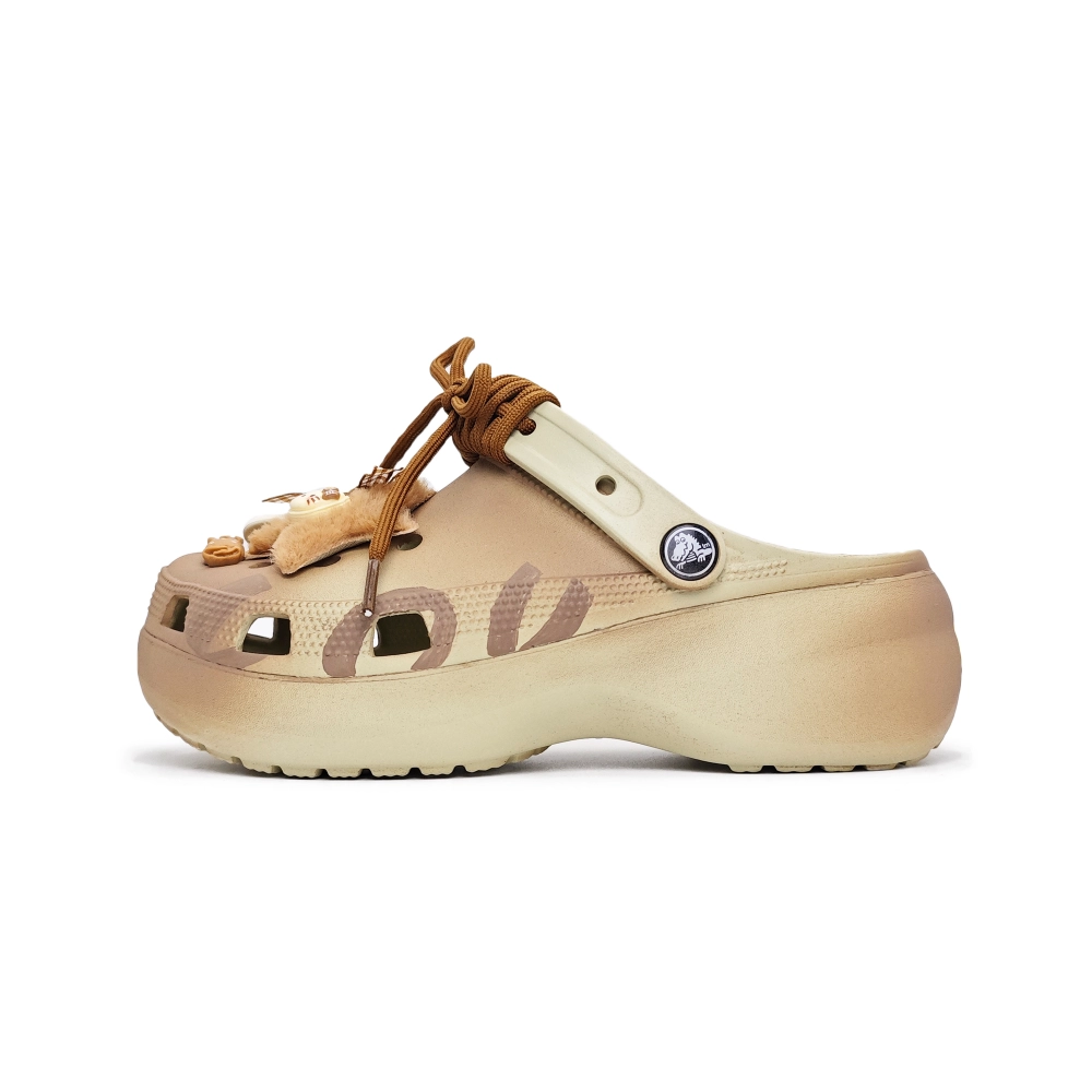Crocs Classic Platform Clog Caramel Pudding Clogs Women's Linen