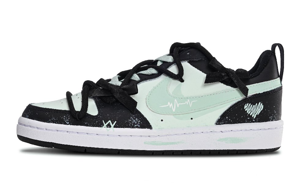 Nike Court Borough Romantic ECG Anti Slip Wear Resistant Low Top Skateboard Shoes GS Black Green