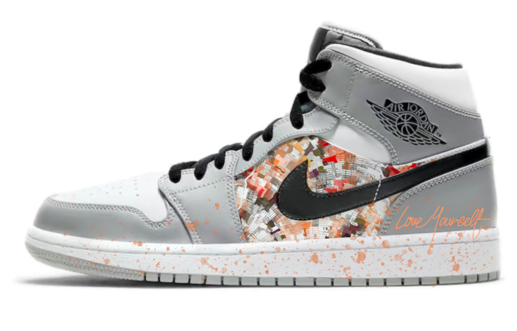 Jordan Air Jordan 1 Cushioning Anti-Slip Wear-Resistant Breathability Low-Top Vintage Basketball Shoes Men's Smoke Gray