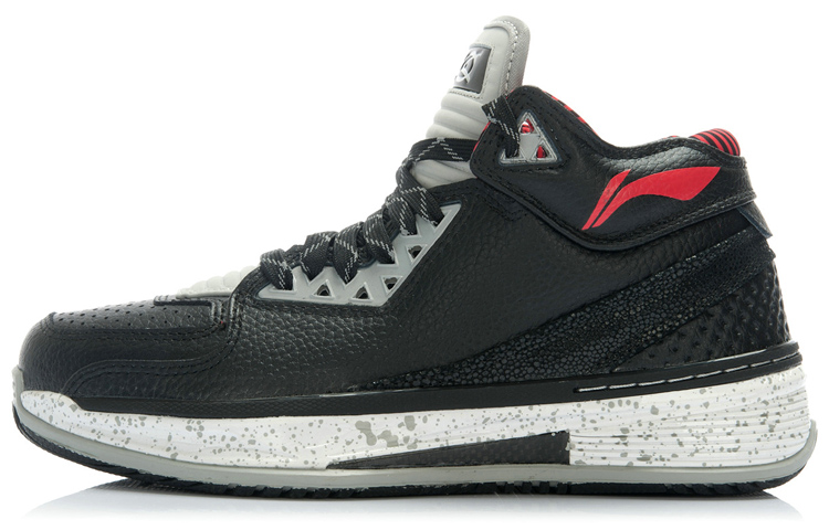 LiNing WOW 2 Slip Resistant, Abrasion Resistant, Rebound Resistant Mid Top Basketball Shoes Men's Black Gray White