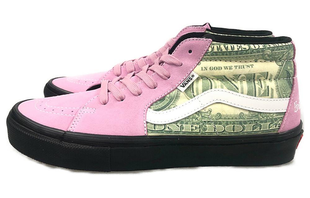 Grosso Supreme X Skate Vans Mid 'Dollar Bill Pink'