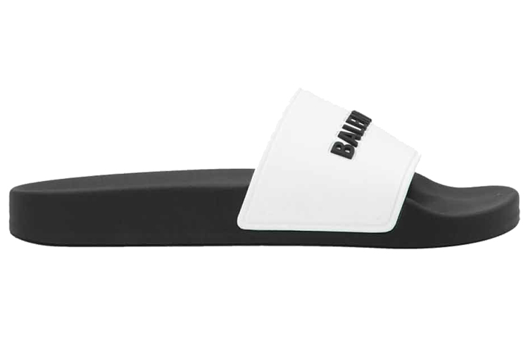 Balenciaga Pool Slides Logo White Black Women's купить в интернет-магазине Yoocart с быстрой доставкой по России.