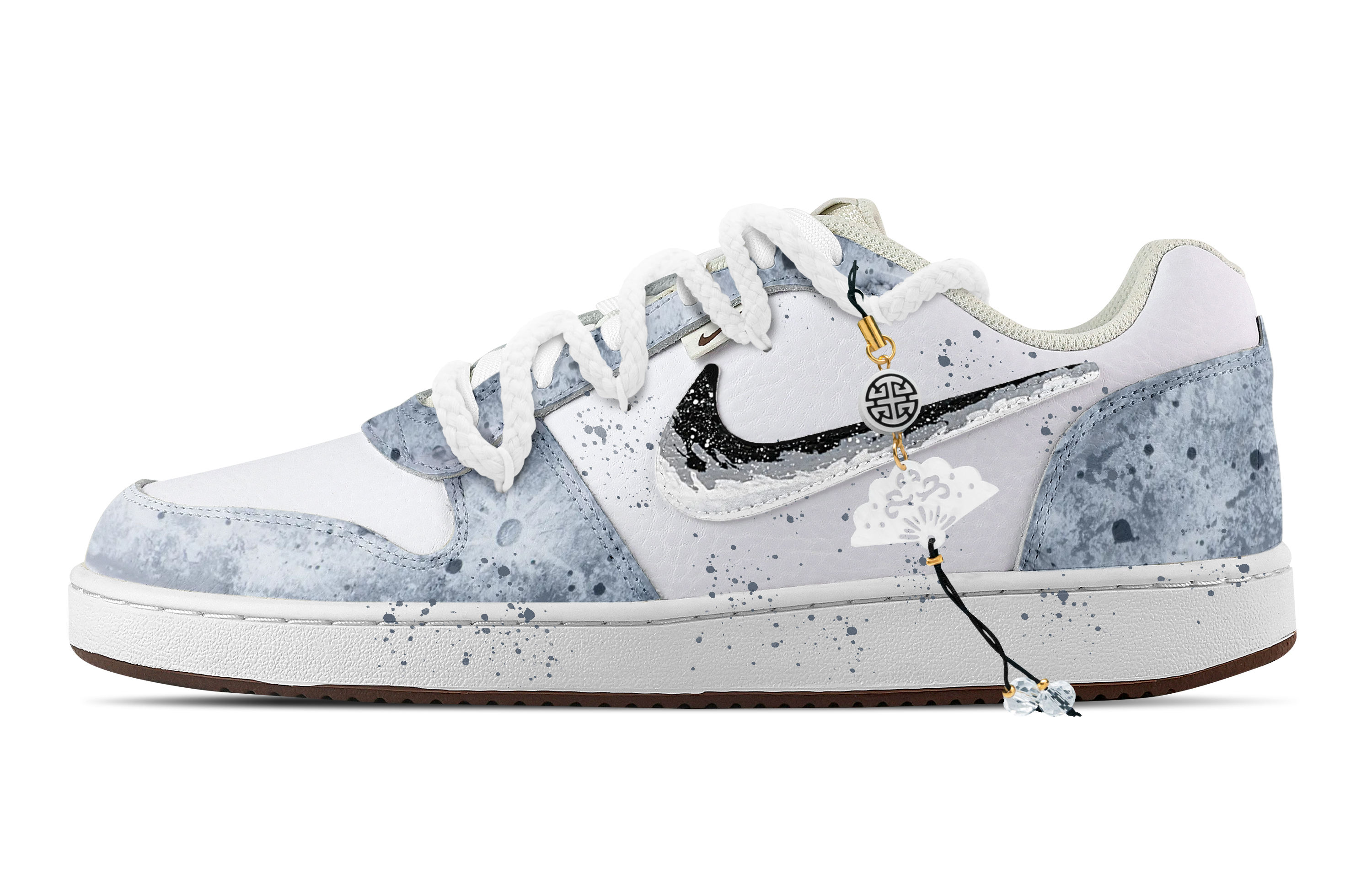 Nike EBERNON Galaxy Abrasion Resistant Low top Skateboard Shoes Men's Light Blue