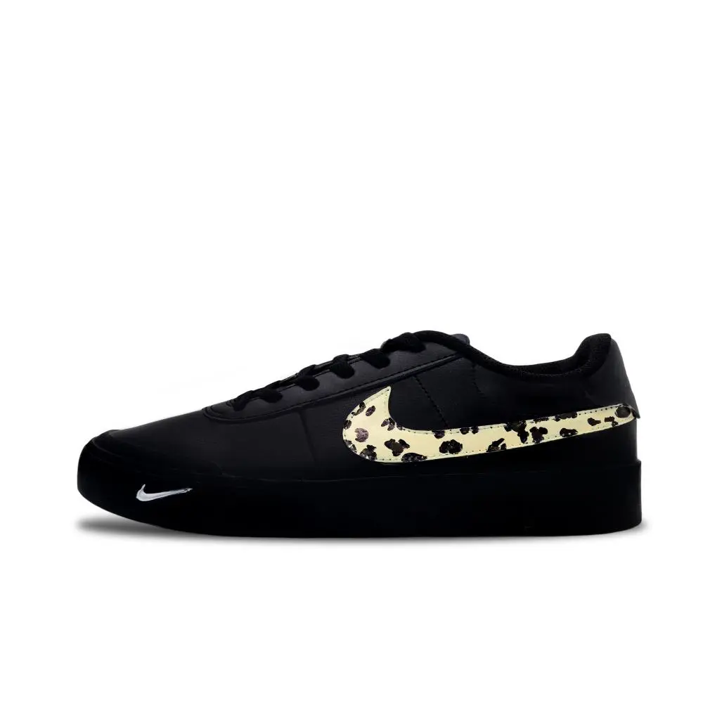 Nike Court Shot Dark Shadow Leopard Print Abrasion Resistant Low top Skateboard Shoes Men's Black Brown