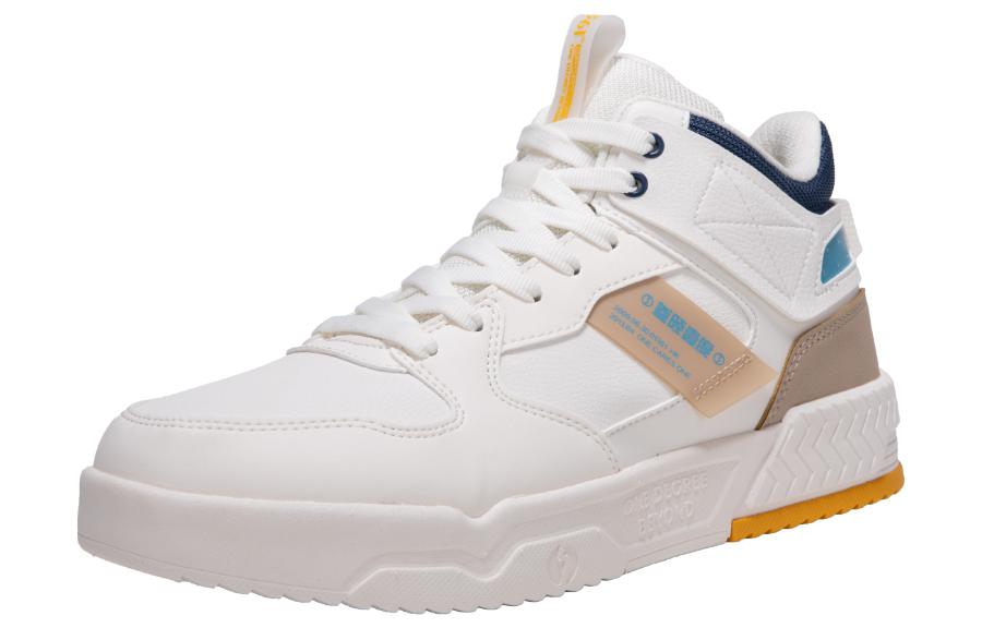 361° Non-slip Wear-resistant Shock Absorption High-Top Skateboard Shoes White Blue Brown